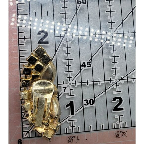 Elsa Schiaparelli Clip On Earrings Vtg 1950s Smokey Quartz Frosty Glass Unsigned - Picture 4 of 12